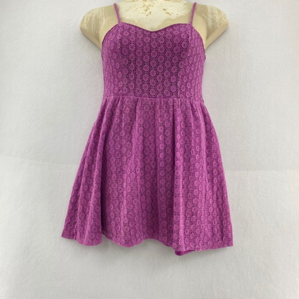 Mossimo Supply Co. Junior L Purple Lace Fit & Flare Dress Lace Skater Party‎ Y2K